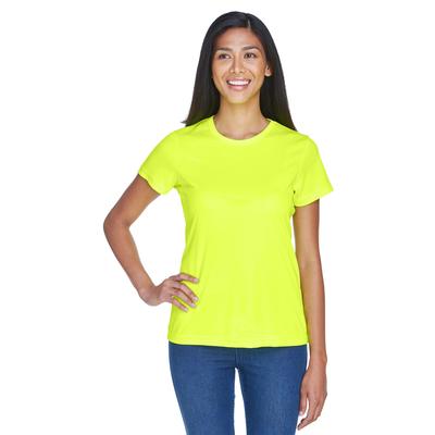UltraClub 8420L Athletic Women's Cool & Dry Sport Performance Interlock T-Shirt in Bright Yellow size Large | Polyester