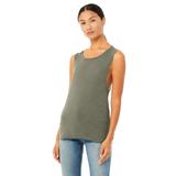 Bella + Canvas B8803 Women's Flowy Scoop Muscle Tank Top in Olive Slub size Small | Ringspun Cotton 8803, BC8803