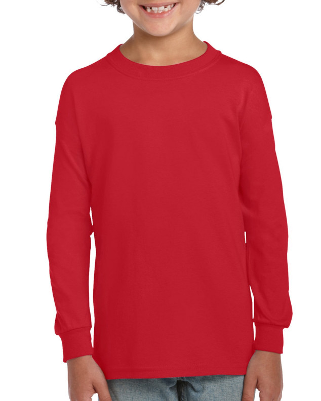 Gildan G240B Youth 99/1 6.1 Oz. L/S T Shirt in Red size XL | Cotton 2400B, G2400B