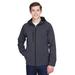 North End 88166 Men's Prospect Two-Layer Fleece Bonded Soft Shell Hooded Jacket in Fossil Grey size 5XL