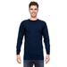 Bayside BA6100 Adult 6.1 oz. Cotton Long Sleeve T-Shirt in Navy Blue size Large 6100
