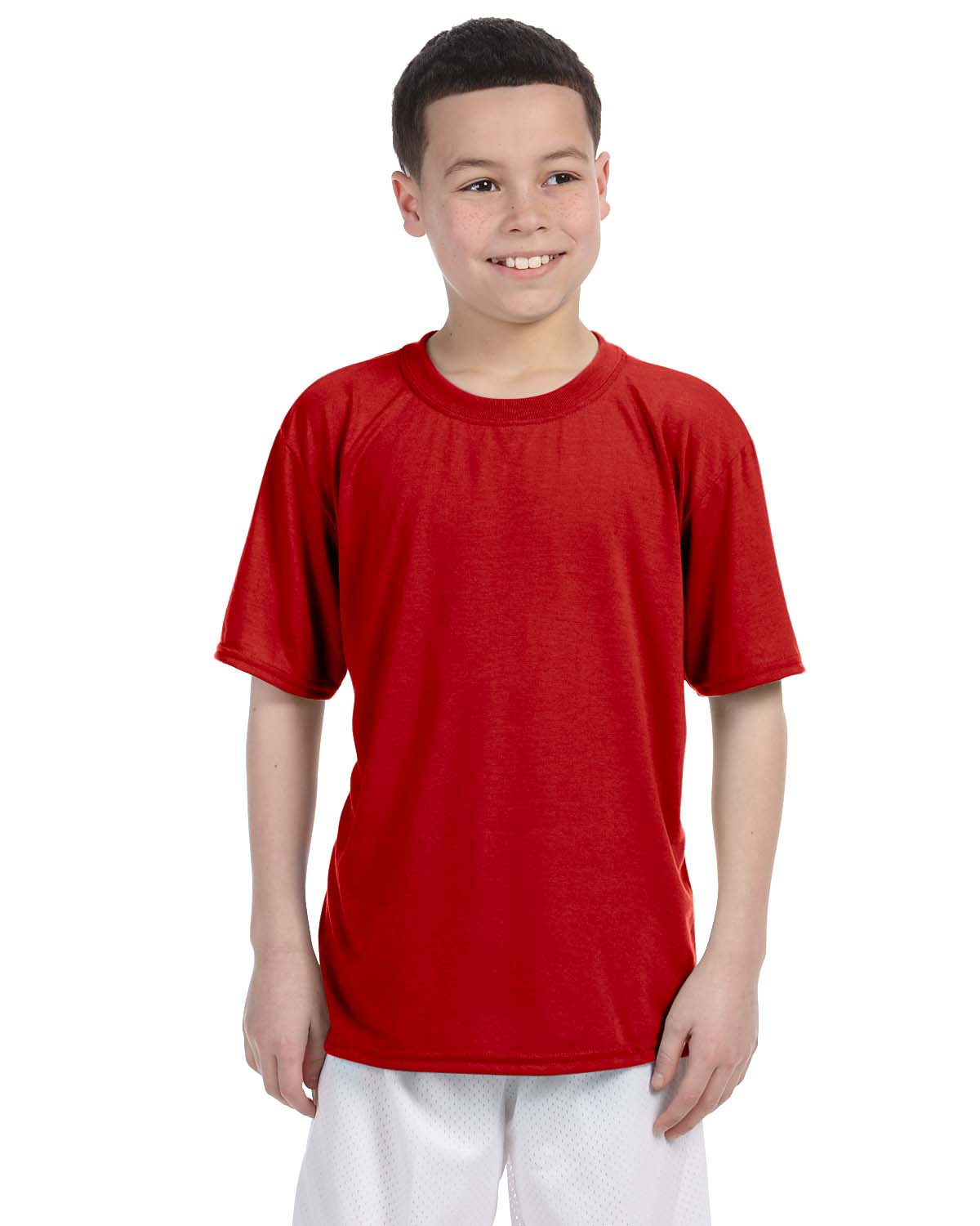 Gildan G420B Athletic Youth Performance T-Shirt in Red size Medium | Polyester G42000B, 42000B