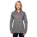 J America JA8616 Women's Cosmic Contrast Fleece Hood T-Shirt in Charcoal Fleck/Fire Coral size Medium | Polyester 8616,