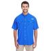 Columbia 7047 Men's Bahama II Short-Sleeve Shirt in Vivid Blue size Large | Cotton/Nylon Blend 101165