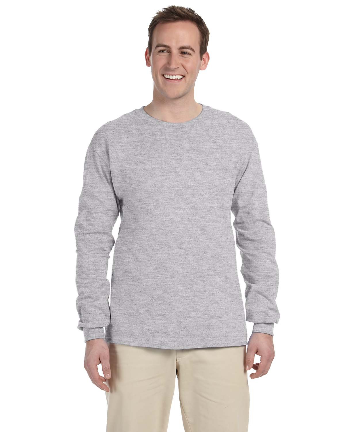 Gildan G240 Cotton Long Sleeve T-Shirt in Sport Gray* size Large 2400, G2400