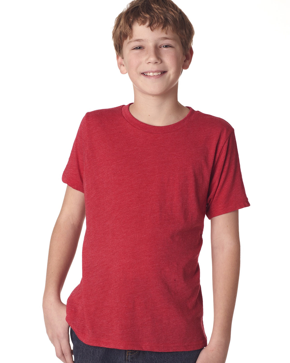 Next Level N6310 Youth Triblend T-Shirt in Vintage Red size XL | 50% polyester, 25% airlume combed and ring-spun cotton, rayon NL6310, 6310