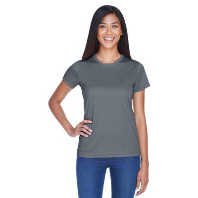 UltraClub 8420L Athletic Women's Cool & Dry Sport Performance Interlock T-Shirt in Charcoal size XS | Polyester