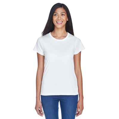 UltraClub 8420L Athletic Women's Cool & Dry Sport Performance Interlock T-Shirt in White size XS | Polyester