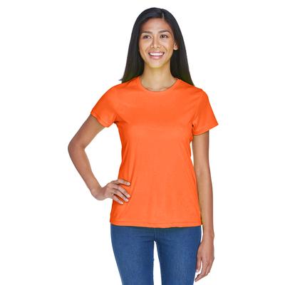 UltraClub 8420L Athletic Women's Cool & Dry Sport Performance Interlock T-Shirt in Bright Orange size Large | Polyester