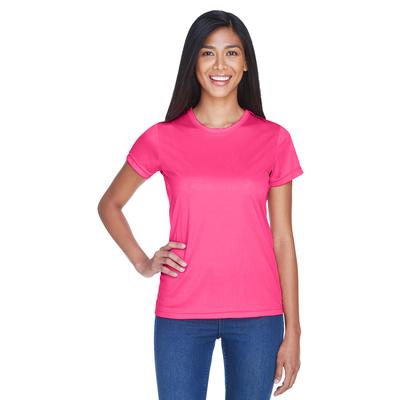 UltraClub 8420L Athletic Women's Cool & Dry Sport Performance Interlock T-Shirt in Heliconia size Large | Polyester