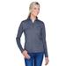 UltraClub 8618W Women's Cool & Dry Heathered Performance Quarter-Zip T-Shirt in Navy Blue Heather size 3XL | Polyester