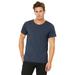 Bella + Canvas B3014 Men's Jersey Raw Neck T-Shirt in Heather Navy Blue size Small | Cotton 3014