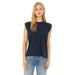 Bella + Canvas 8804 Women's Flowy Muscle T-Shirt With Rolled Cuffs in Midnight size Small | Polyester Blend B8804, BC8804