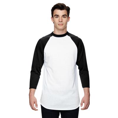 Augusta Sportswear AG4420 Athletic Baseball 3/4 Sleeve Top 2.0 in White/Black size XL | Cotton Polyester 4420