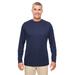 UltraClub 8622 Men's Cool & Dry Performance Long-Sleeve Top in Navy Blue size Small | Polyester