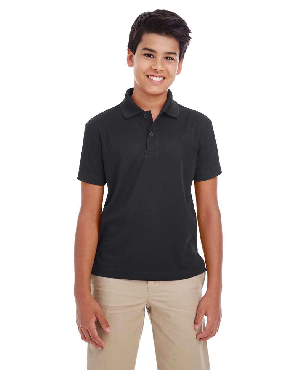 CORE365 88181Y Youth Origin Performance Piqué Polo Shirt in Black size Medium | Polyester
