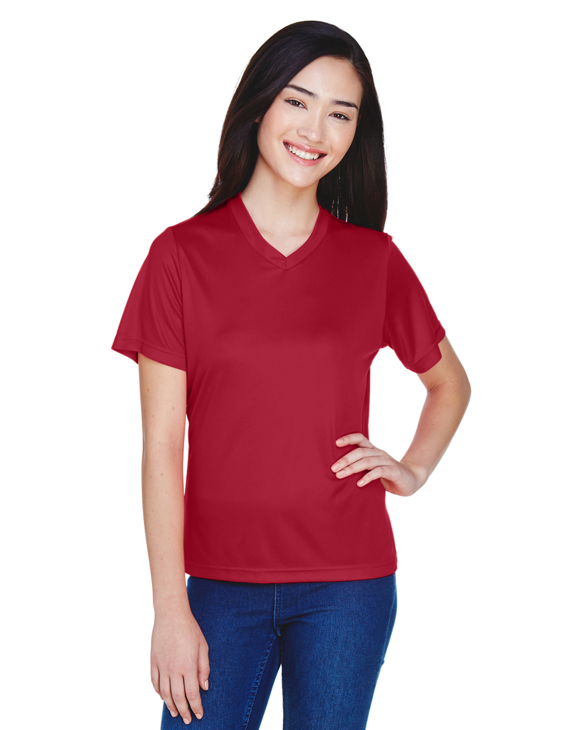 Team 365 TT11W Athletic Women's Zone Performance T-Shirt in Sport Scrlet Red size XL | Polyester