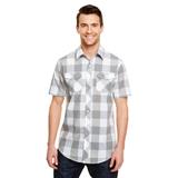 Burnside B9203 Men's Buffalo Plaid Woven Shirt in Gray/White size 3XL | Cotton/Polyester Blend 9203