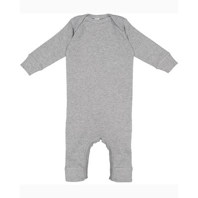 Rabbit Skins 4412 Infant Baby Rib Coverall in Heather size 12MOS | Ringspun Cotton LA4412