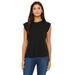 Bella + Canvas 8804 Women's Flowy Muscle T-Shirt With Rolled Cuffs in Black size Medium | Polyester Blend B8804, BC8804