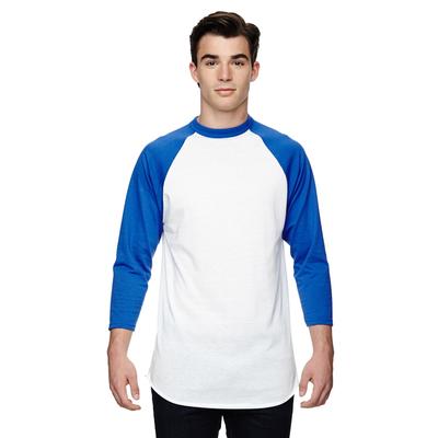 Augusta Sportswear AG4420 Athletic Baseball 3/4 Sleeve Top 2.0 in White/Royal size XL | Cotton Polyester 4420