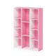 Furinno Luder 11-Cube Wende-Bücherregal mit offenem Regal, Weiß/Rosa