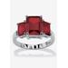 Sterling Silver 3 Square Simulated Birthstone Ring by PalmBeach Jewelry in January (Size 7)