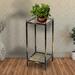 Williston Forge Garman Square Etagere Plant Stand Slate/Stone/Metal in Black/Brown/Gray | 17 H x 7.5 D in | Wayfair