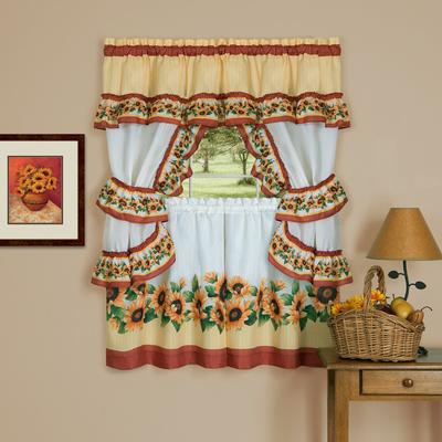 Wide Width Black Eyed Susan Cottage Window Curtain Set by Achim Home Décor in Spice (Size 57