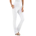 Plus Size Women's Straight-Leg Comfort Stretch Jean by Denim 24/7 in White Denim (Size 34 W) Elastic Waist Denim