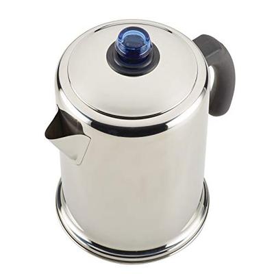 Farberware 47794 12-Cup Stovetop Percolator, Stainless Steel with Glass Blue Knob