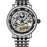 Stührling Original Black and Silver Mens Skeleton Watch, Analog Skeleton Watch Dial, Dual Time, AM/P screenshot. Watches directory of Jewelry.