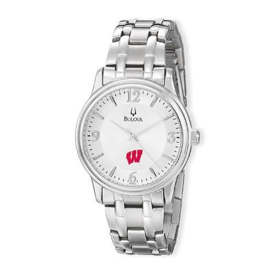 "Wisconsin Badgers Silver Stainless Steel Quartz Watch"
