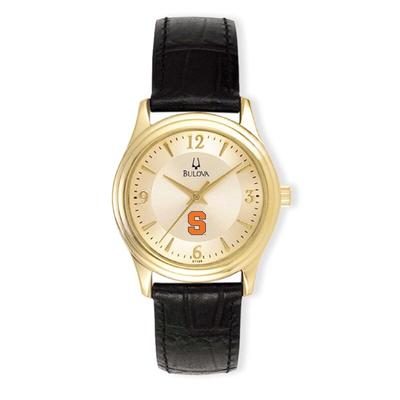 Syracuse Orange Women's Stainless Steel Leather Band Watch - Gold/Black