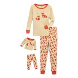 Leveret Girls' Sleep Bottoms - Tan & Orange Fox Pajama Set & Doll Outfit - Toddler & Girls screenshot. Pajamas directory of Lingerie.