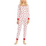 Leveret Women's Sleep Bottoms - White & Dark Red Reindeer Pajama Set - Women screenshot. Pajamas directory of Lingerie.