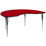 Flash Furniture 48''W x 96''L Kidney Red Thermal Laminate Activity Table - Standard Height Adjustabl screenshot. Learning Toys directory of Toys.