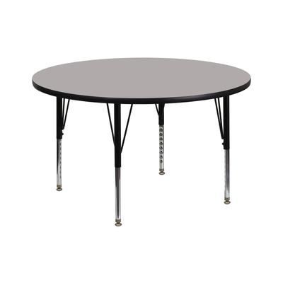 Flash Furniture 42'' Round Grey HP Laminate Activity Table - Height Adjustable Short Legs, XU-A42-RN