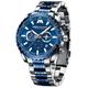 MEGALITH Mens Watches Designer Blue Large Face Analogue Watch for Men Waterproof Stainless Steel Wrist Watch Luminous Date Gents Watches