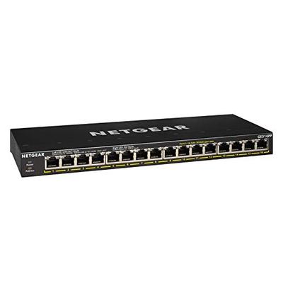 NETGEAR 16-Port Gigabit Ethernet Unmanaged High-Power PoE+ Switch with 183W PoE Budget (GS316PP)