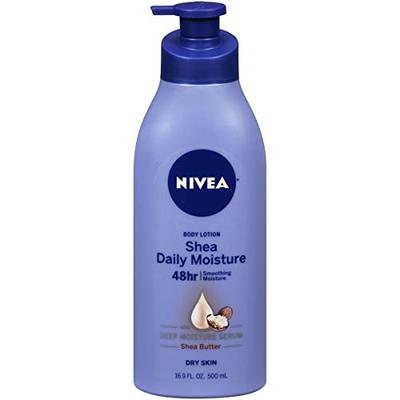Nivea Shea Daily Moisture Body Lotion 16.9 Ounce Pump (Dry Skin) (500ml) (3 Pack) - Packaging May Va
