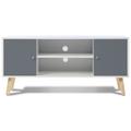 Meuble TV scandinave 113 CM EFFIE 2 portes bois blanc et gris - Gris