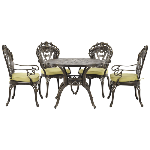 Gartenset Balkonset Bistromöbel 1 Tisch 4 Stühle Dunkelbraun Aluminium Retro-Optik 2 Sitzkissen