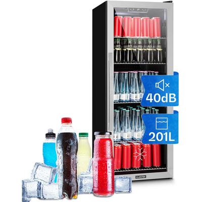 Beersafe 6XL Kühlschrank 201 Liter 5 Böden Panoramaglastür Edelstahl - Klarstein
