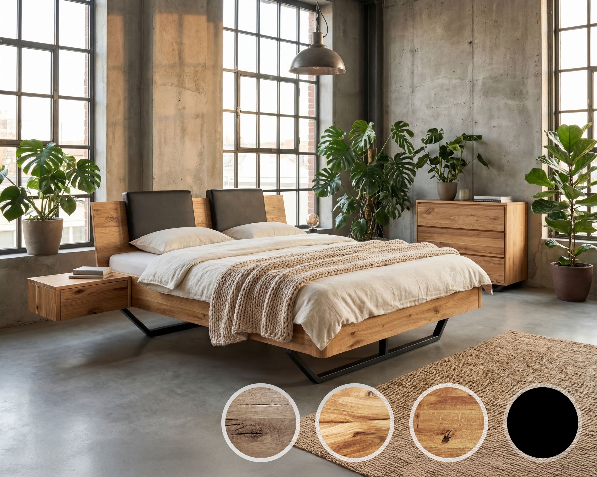 BlackWood »Dolce Vita II« Wildeiche Massivholzbett 140x220 cm / Wildeiche natur / ohne Kissen