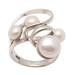 Wave Crest,'Creamy White Cultured Pearl Cocktail Ring'