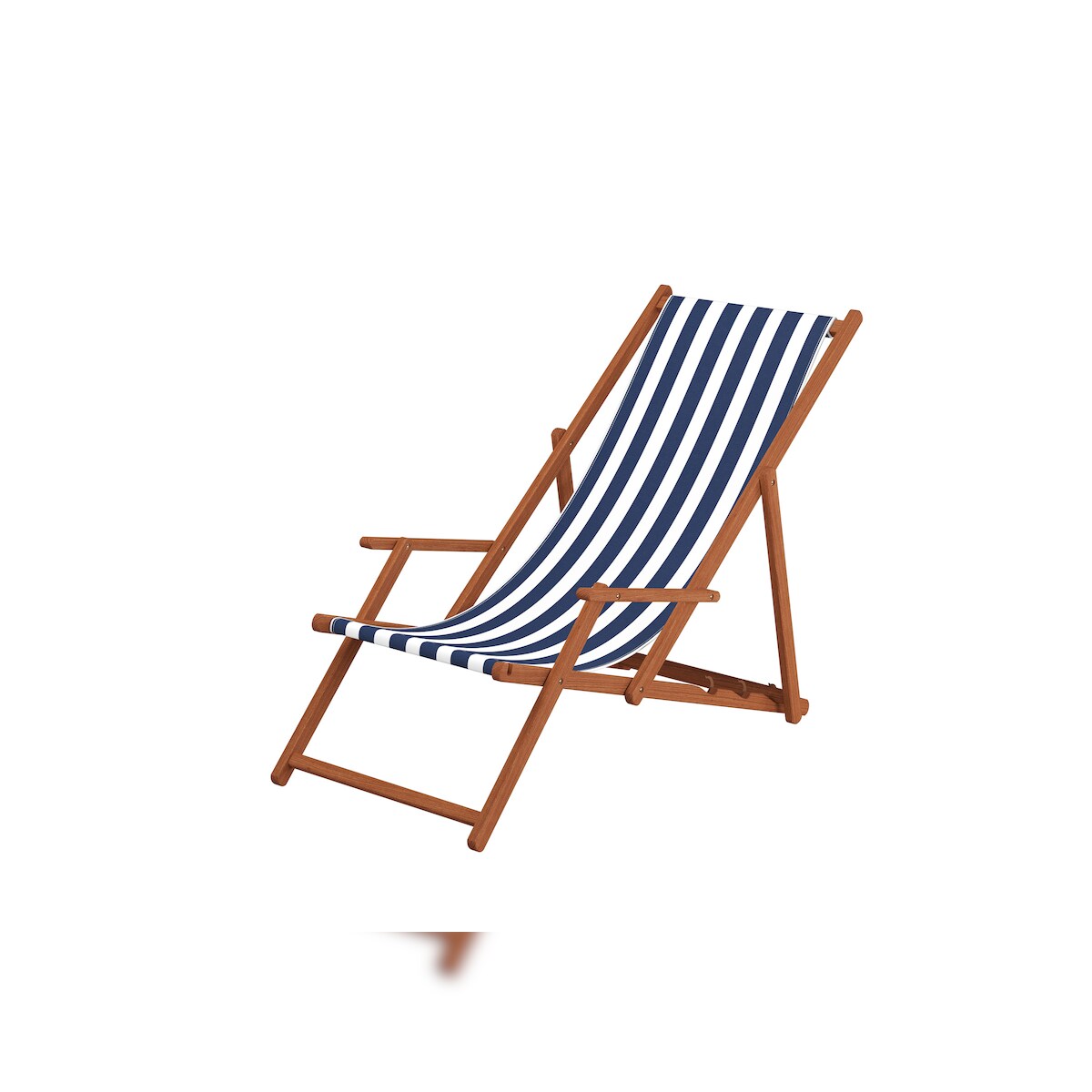 Erst-Holz Gartenliege blau-weiß Liegestuhl Sonnenliege Strandstuhl Deckchair Buche dunkel klappbar 10-317 Image