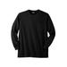 Men's Big & Tall Shrink-Less™ Lightweight Long-Sleeve Crewneck Pocket T-Shirt by KingSize in Black (Size 6XL)