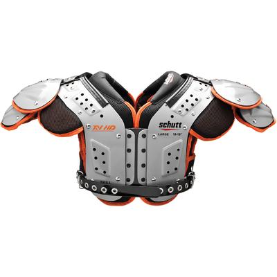 Schutt XV HD Adult Football Shoulder Pads - Skill Positions Silver/Orange