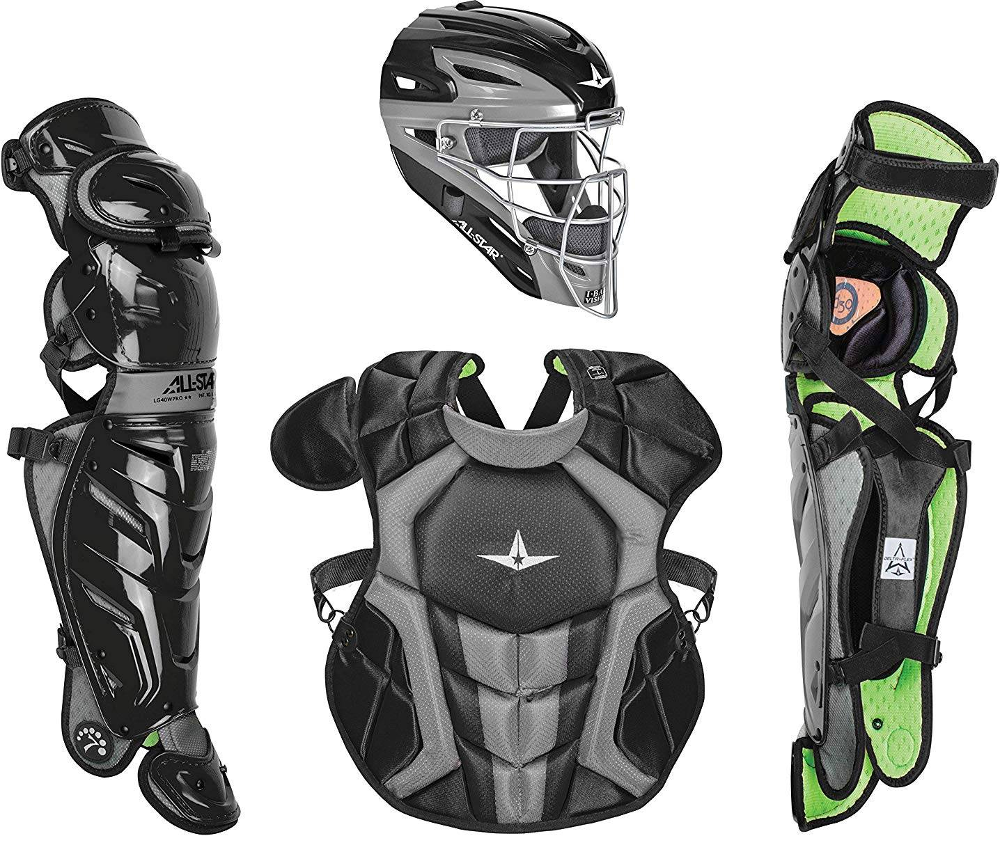 All Star S7 AXIS Professional Series NOCSAE Certified Baseball Catcher's Kit - Ages 12-16 Black